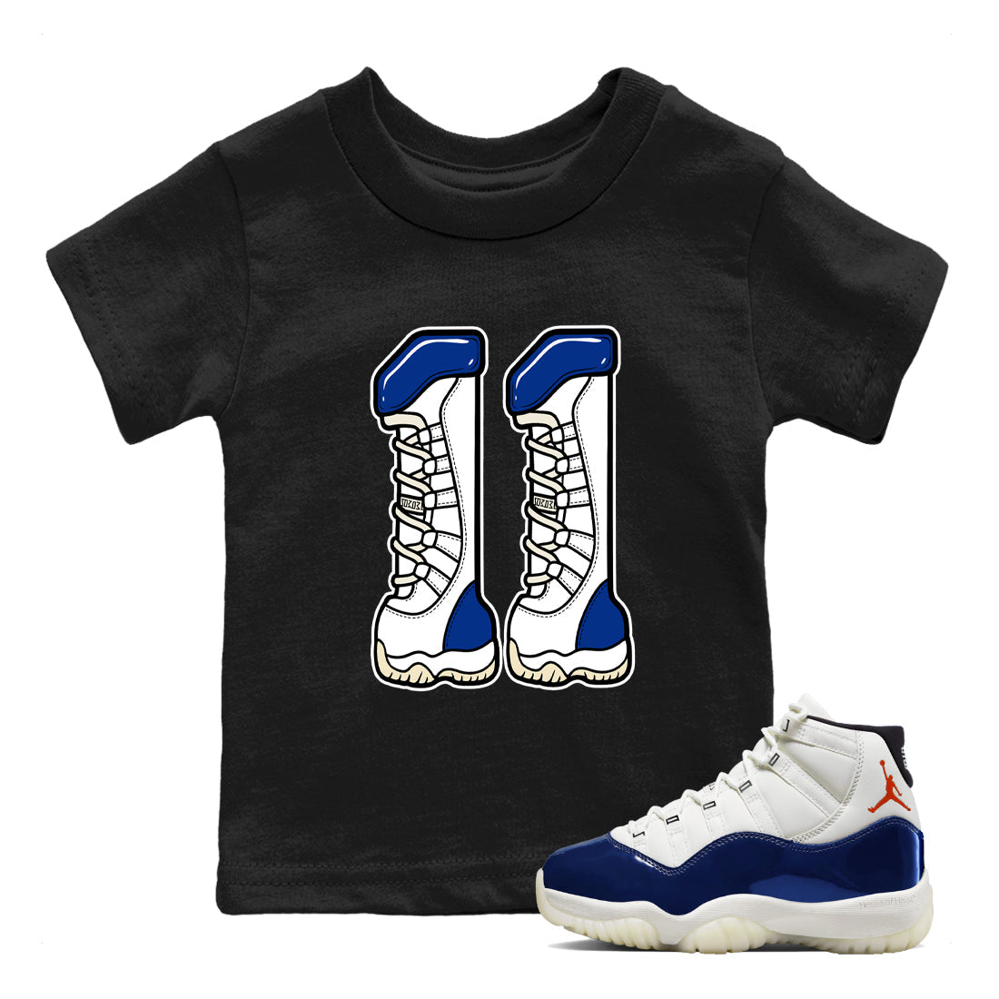 Sneaker match tees – Sneaker Tees To Match Air Jordan 11 Rare Air Shoes – Number 11 Kids T-Shirt Black 1