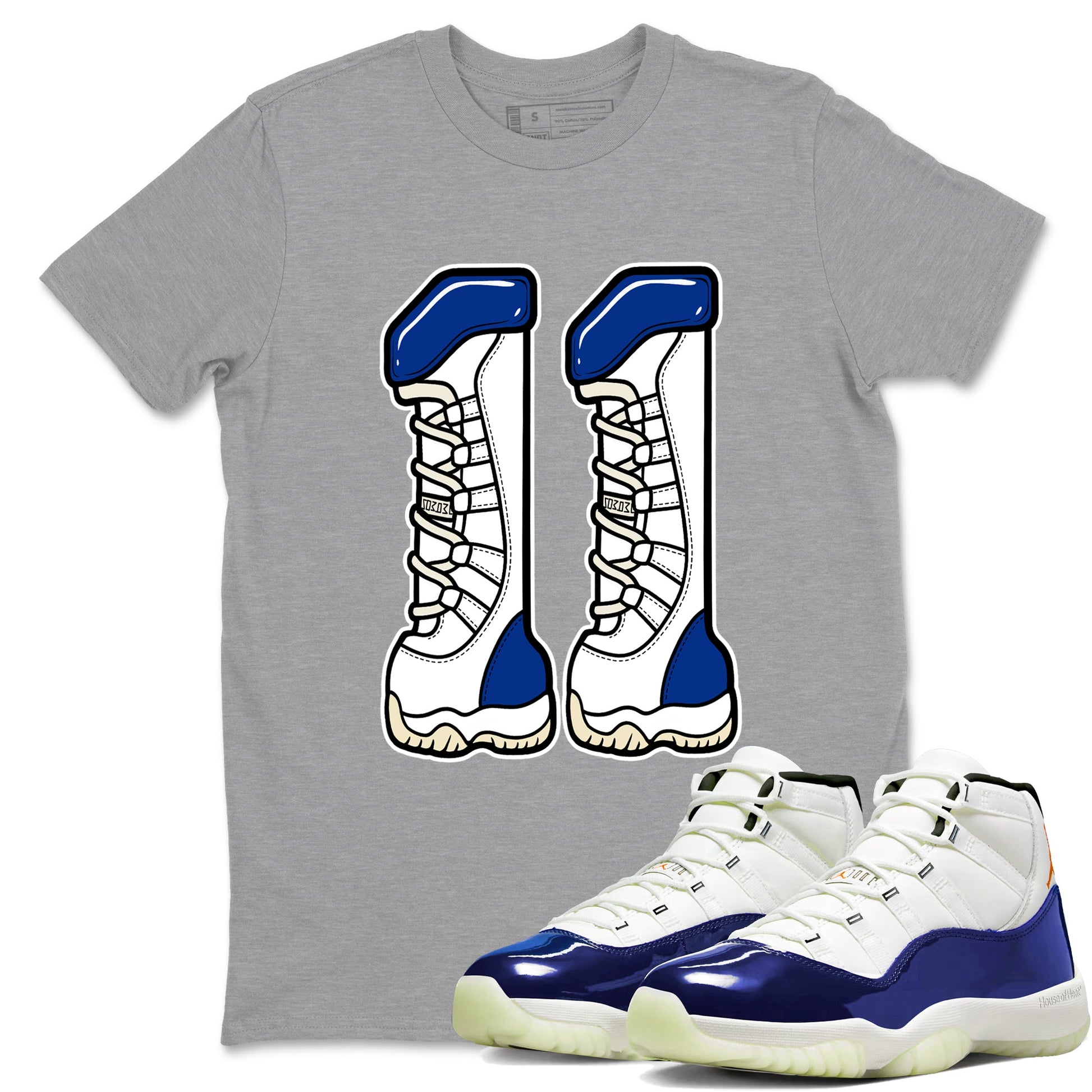 Sneaker match tees – Sneaker Tees To Match Air Jordan 11 Rare Air Shoes – Number 11 Tee Heather Grey 1