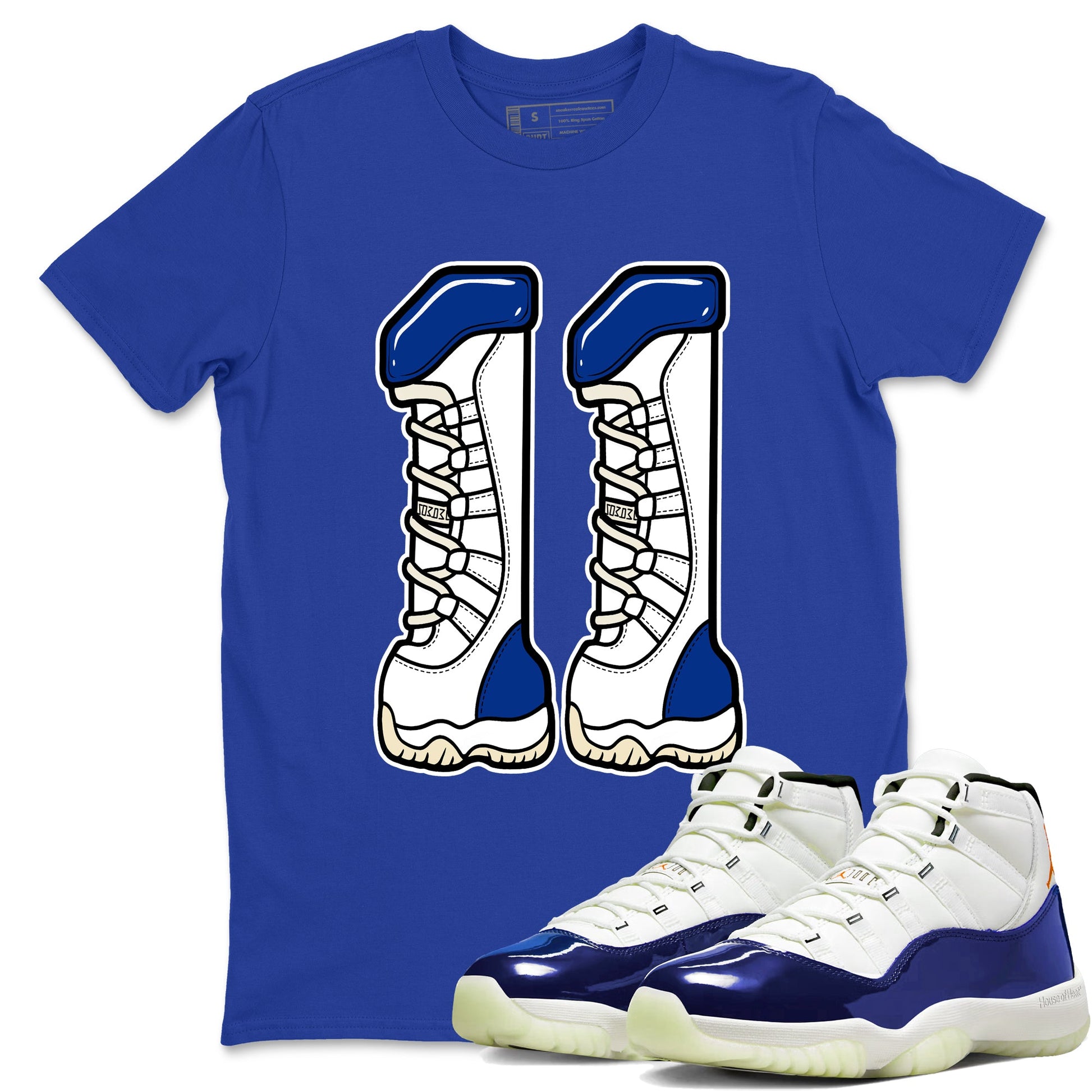 Sneaker match tees – Sneaker Tees To Match Air Jordan 11 Rare Air Shoes – Number 11 Tee Royal Blue 1