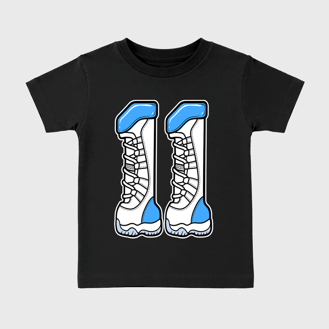 Sneaker match tees – Sneaker Tees To Match Air Jordan 11 University Blue Shoes – Number 11 Kids T-Shirt Black 2