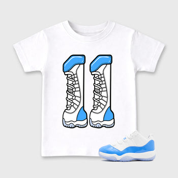 Sneaker match tees – Sneaker Tees To Match Air Jordan 11 University Blue Shoes – Number 11 Kids T-Shirt White 1