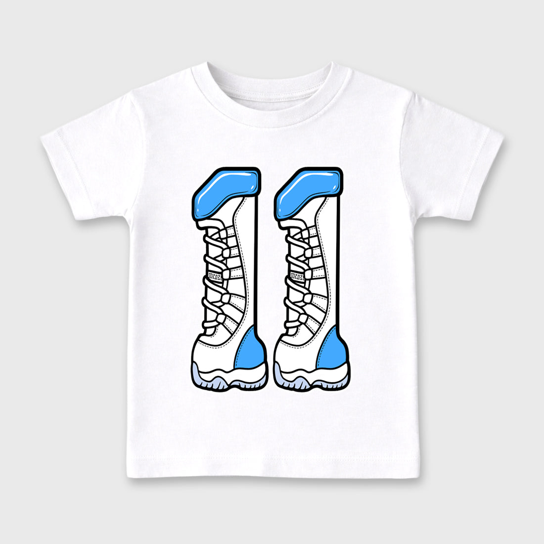 Sneaker match tees – Sneaker Tees To Match Air Jordan 11 University Blue Shoes – Number 11 Kids T-Shirt White 2