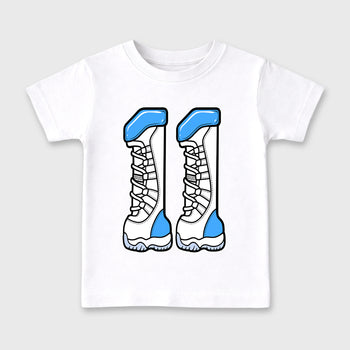 Sneaker match tees – Sneaker Tees To Match Air Jordan 11 University Blue Shoes – Number 11 Kids T-Shirt White 2