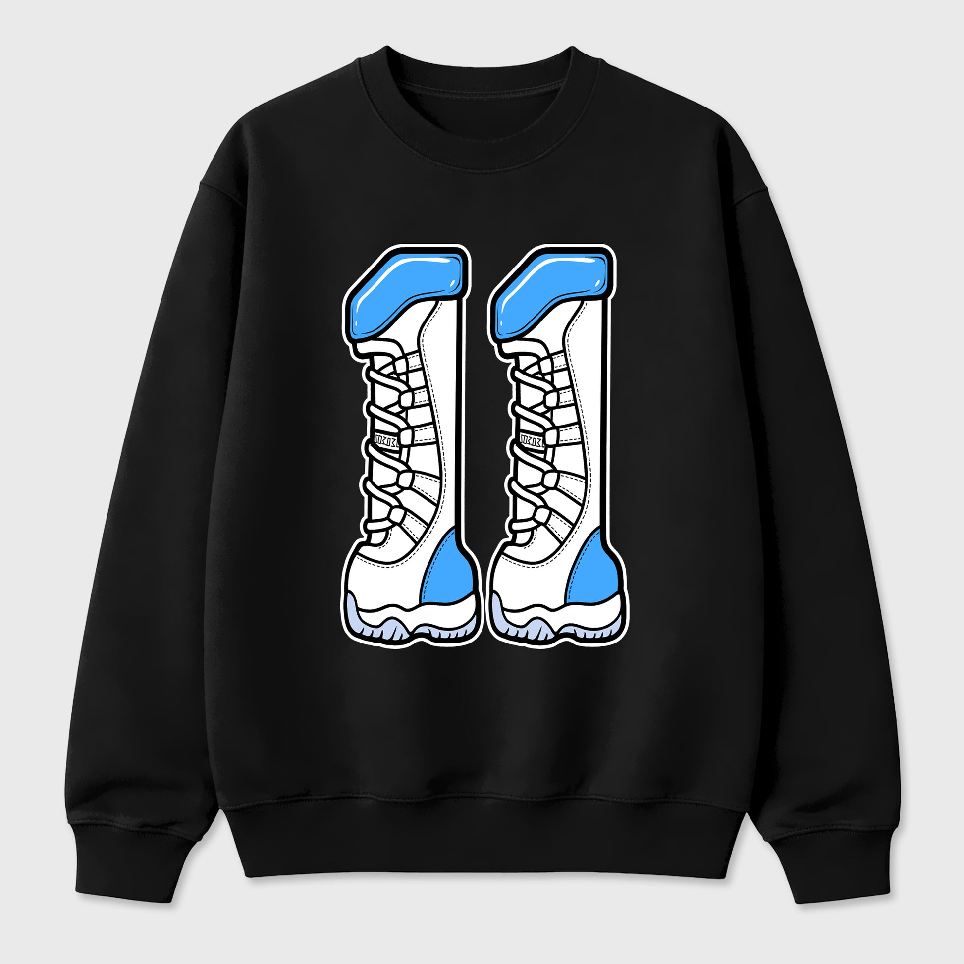 Sneaker match tees – Sneaker Tees To Match Air Jordan 11 University Blue Shoes – Number 11 Tee Black 2