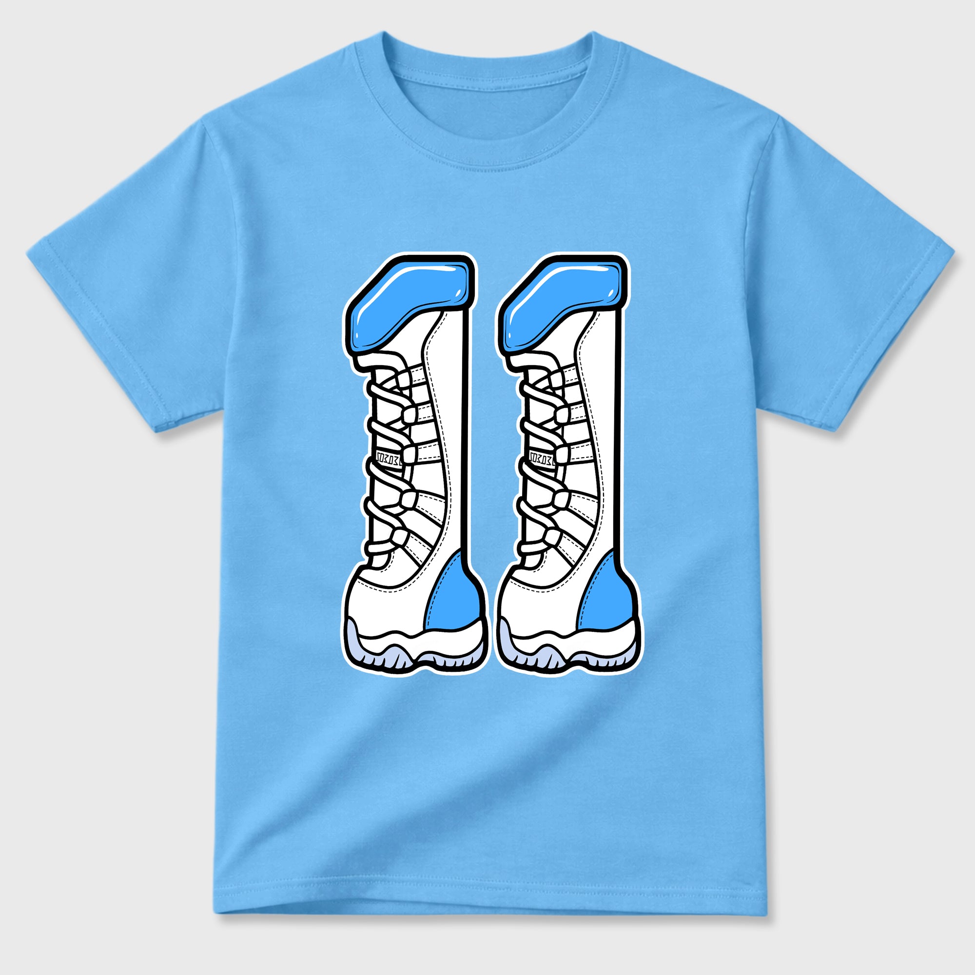 Sneaker match tees – Sneaker Tees To Match Air Jordan 11 University Blue Shoes – Number 11 Tee Carolina Blue 2
