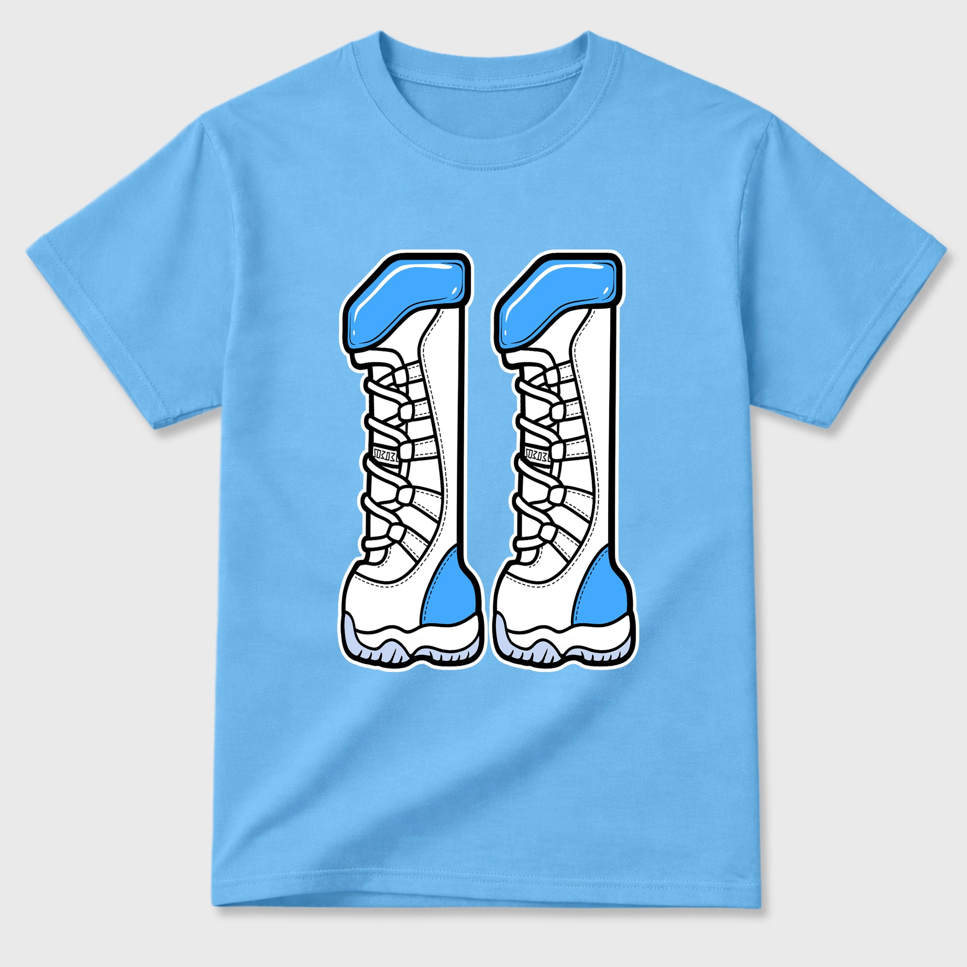 Sneaker match tees – Sneaker Tees To Match Air Jordan 11 University Blue Shoes – Number 11 Tee Carolina Blue 2