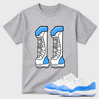 Sneaker match tees – Sneaker Tees To Match Air Jordan 11 University Blue Shoes – Number 11 Tee Heather Grey 1