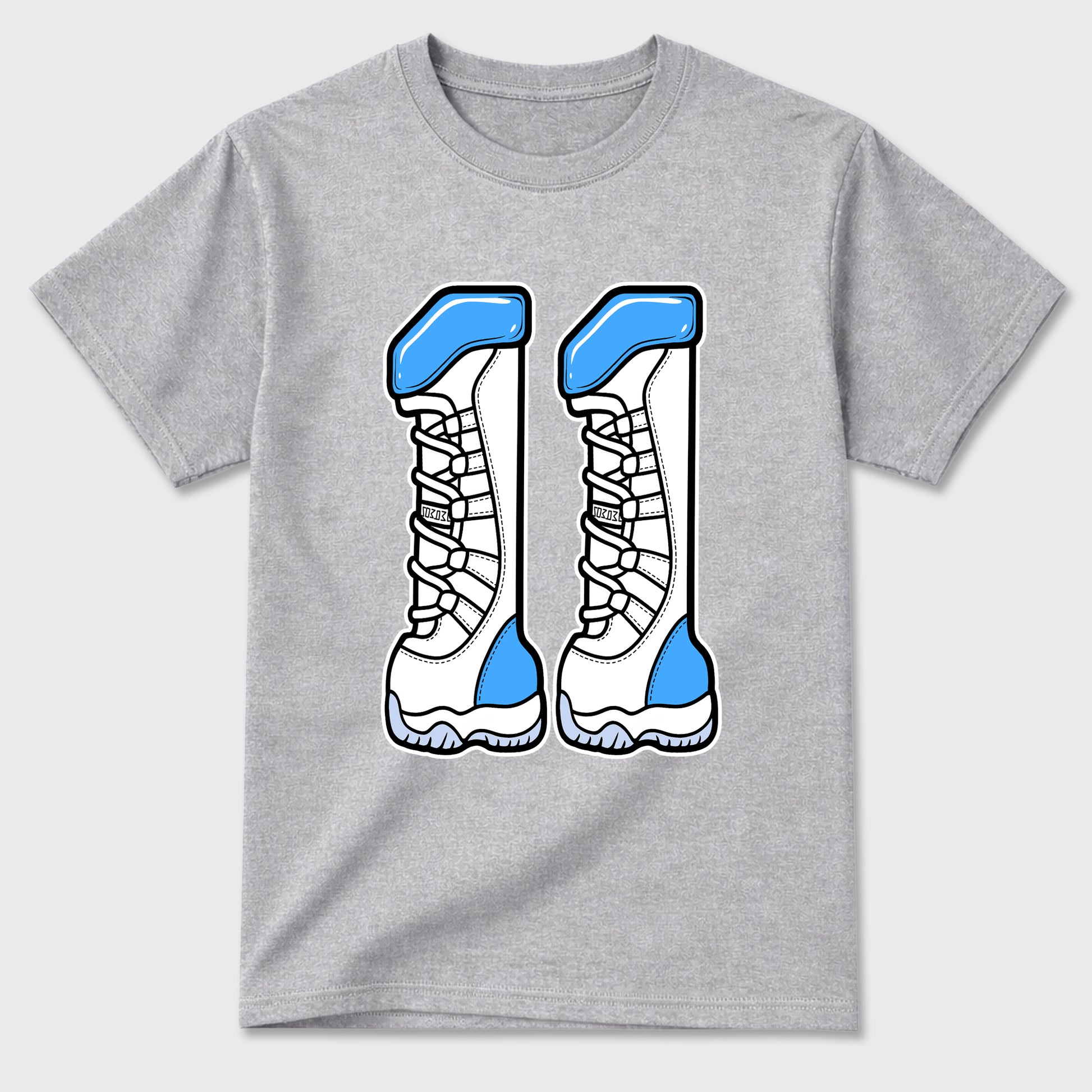 Sneaker match tees – Sneaker Tees To Match Air Jordan 11 University Blue Shoes – Number 11 Tee Heather Grey 2