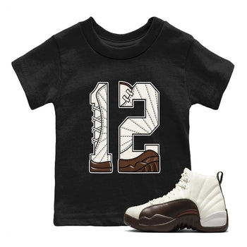 AJ12 Baroque Brown shirts to match jordans Number 12 best t shirts to wear with jordans SoleFly x Jordan 12 Baroque Brown match shoes to clothes SNRT Sneaker Tees Youth Baby Black 1 tee