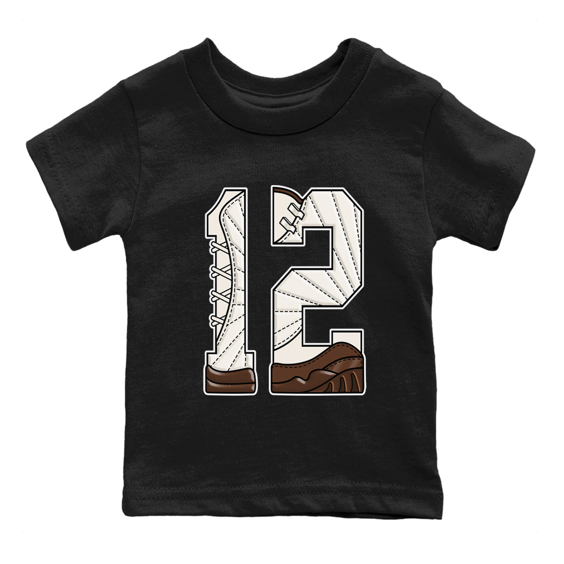AJ12 Baroque Brown shirts to match jordans Number 12 best t shirts to wear with jordans SoleFly x Jordan 12 Baroque Brown match shoes to clothes SNRT Sneaker Tees Youth Baby Black 2 tee