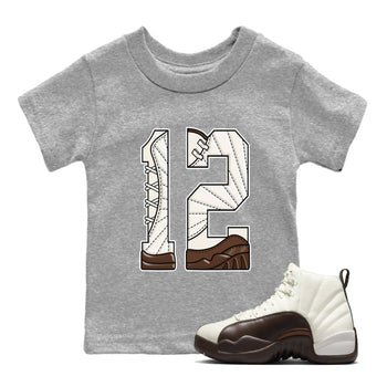 AJ12 Baroque Brown shirts to match jordans Number 12 best t shirts to wear with jordans SoleFly x Jordan 12 Baroque Brown match shoes to clothes SNRT Sneaker Tees Youth Baby Heather Grey 1 tee