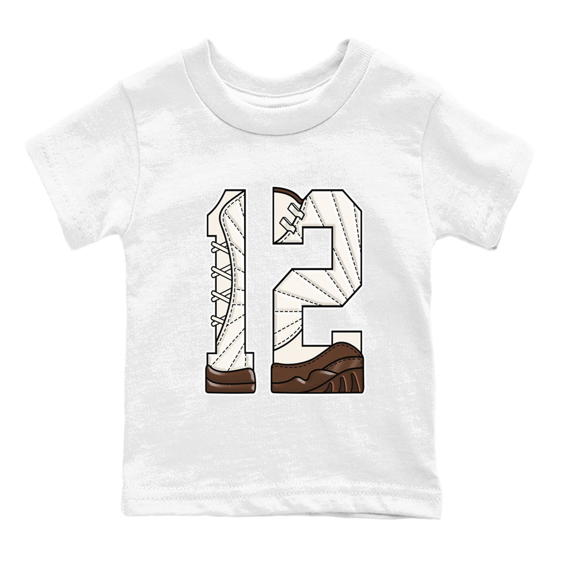 AJ12 Baroque Brown shirts to match jordans Number 12 best t shirts to wear with jordans SoleFly x Jordan 12 Baroque Brown match shoes to clothes SNRT Sneaker Tees Youth Baby White 2 tee