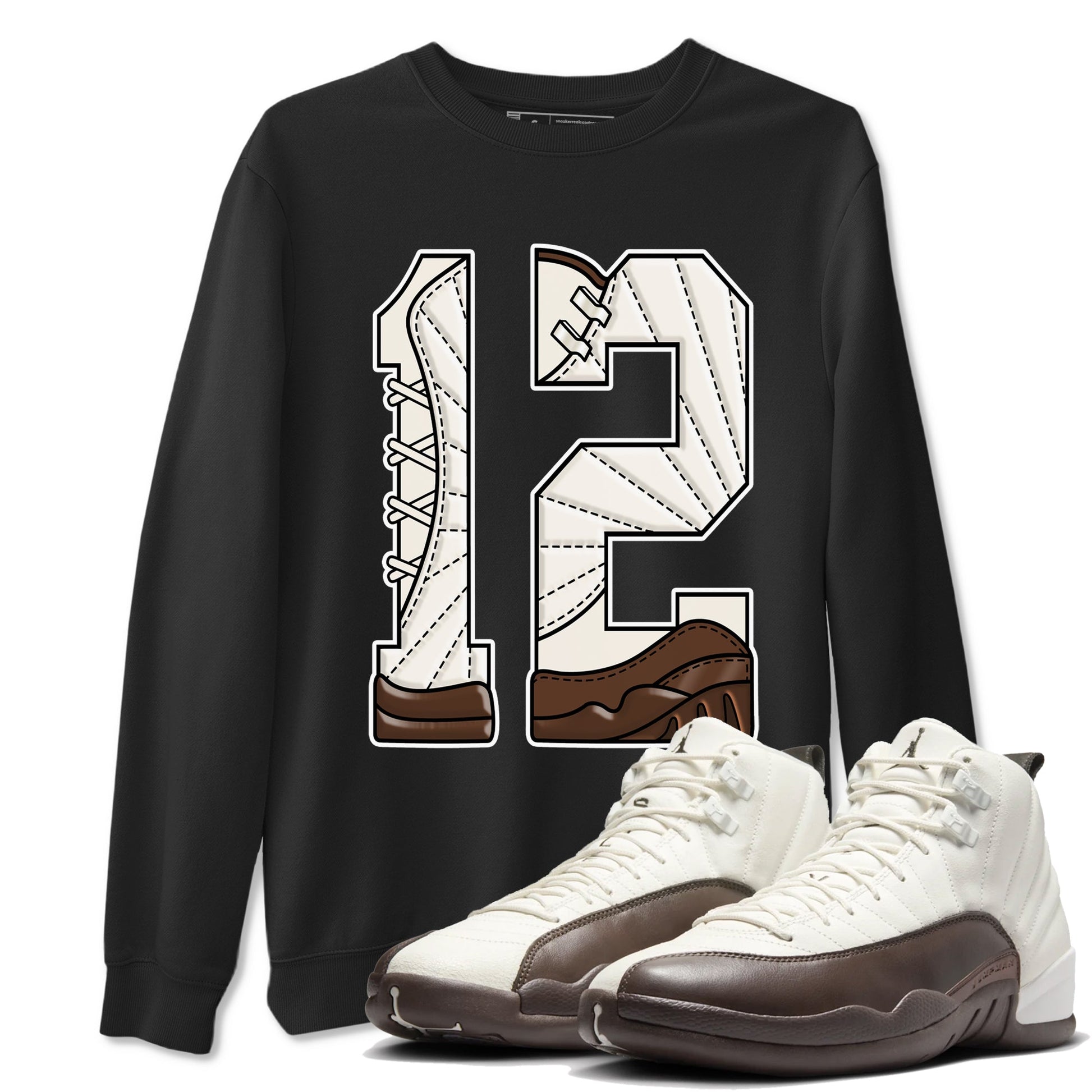 AJ12 Baroque Brown shirts to match jordans Number 12 best t shirts to wear with jordans SoleFly x Jordan 12 Baroque Brown match shoes to clothes SNRT Sneaker Tees unisex cotton Black 1 shirts