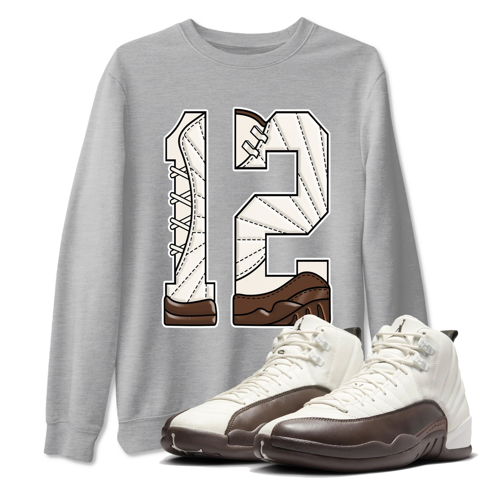 AJ12 Baroque Brown shirts to match jordans Number 12 best t shirts to wear with jordans SoleFly x Jordan 12 Baroque Brown match shoes to clothes SNRT Sneaker Tees unisex cotton Heather Grey 1 shirts