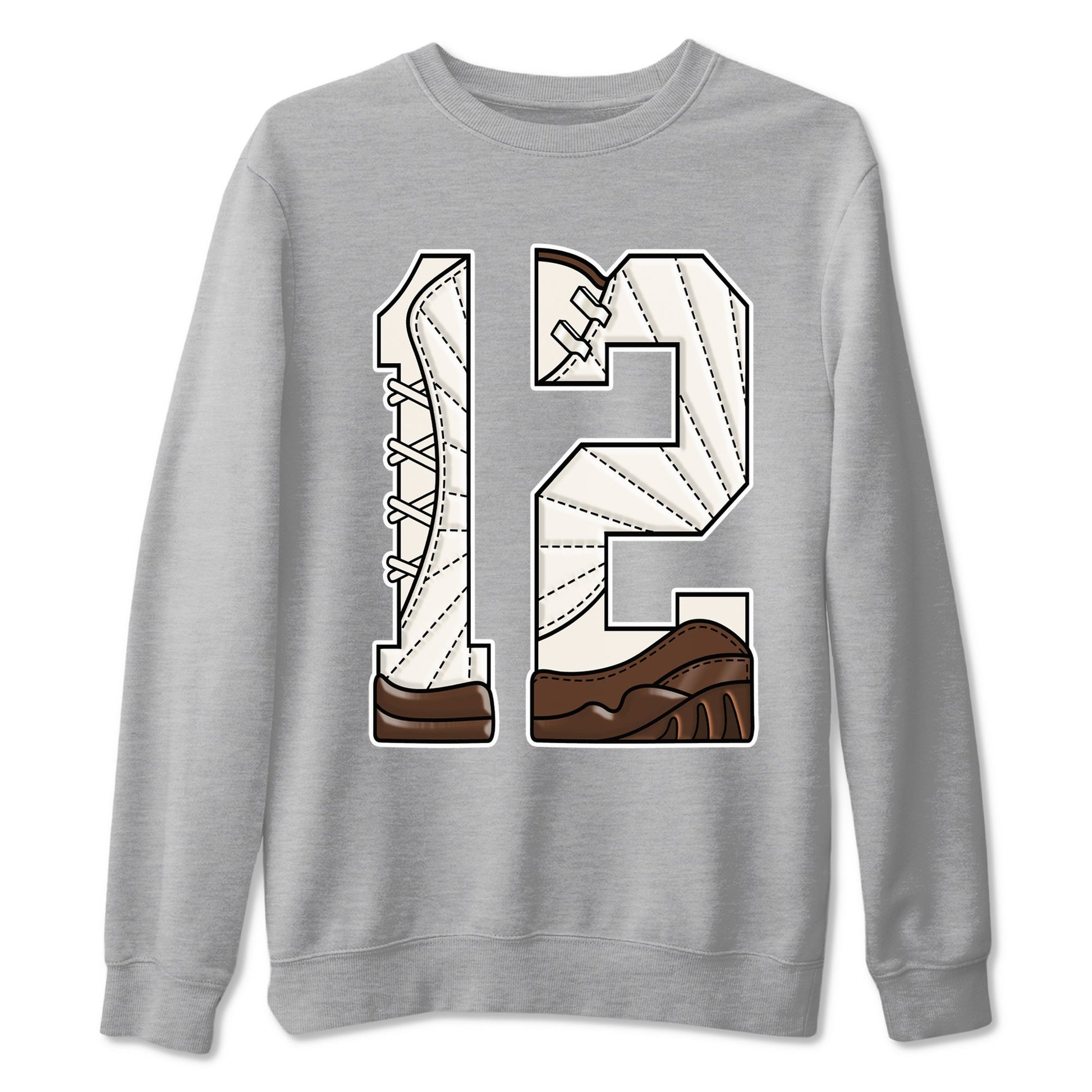AJ12 Baroque Brown shirts to match jordans Number 12 best t shirts to wear with jordans SoleFly x Jordan 12 Baroque Brown match shoes to clothes SNRT Sneaker Tees unisex cotton Heather Grey 2 shirts
