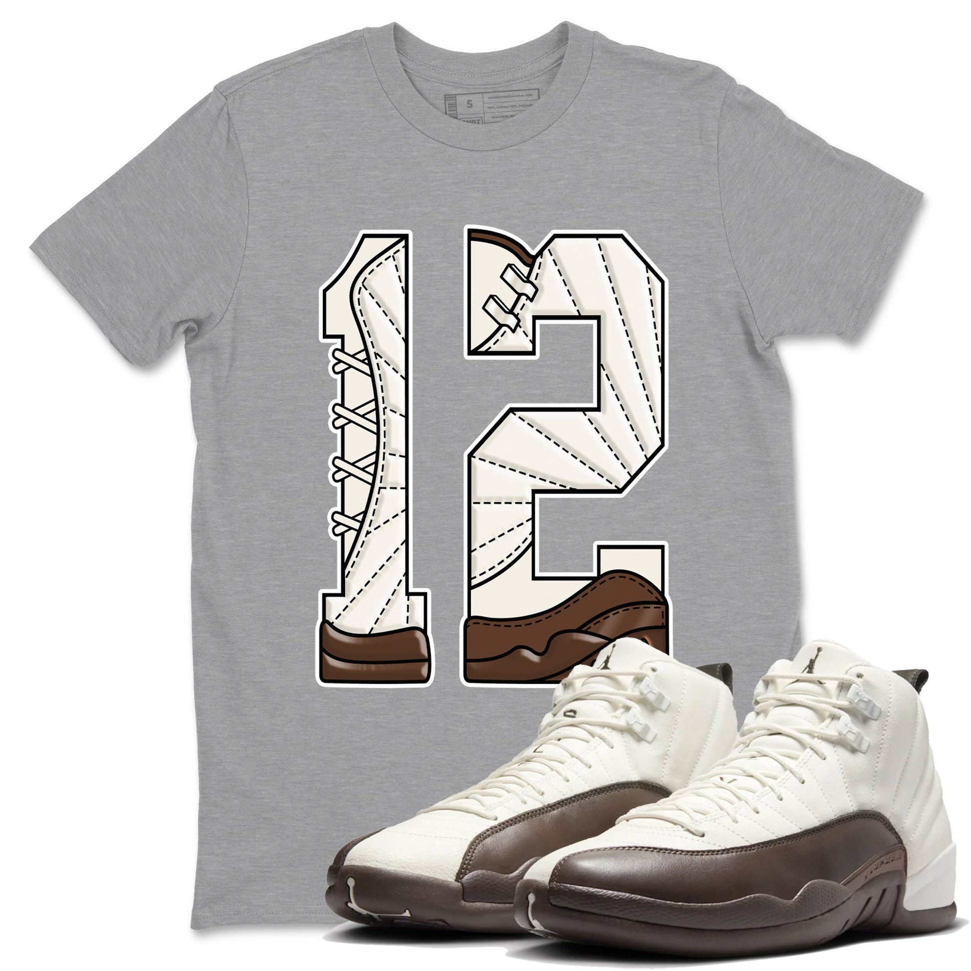 AJ12 Baroque Brown shirts to match jordans Number 12 best t shirts to wear with jordans SoleFly x Jordan 12 Baroque Brown match shoes to clothes SNRT Sneaker Tees unisex cotton Heather Grey 1 shirts