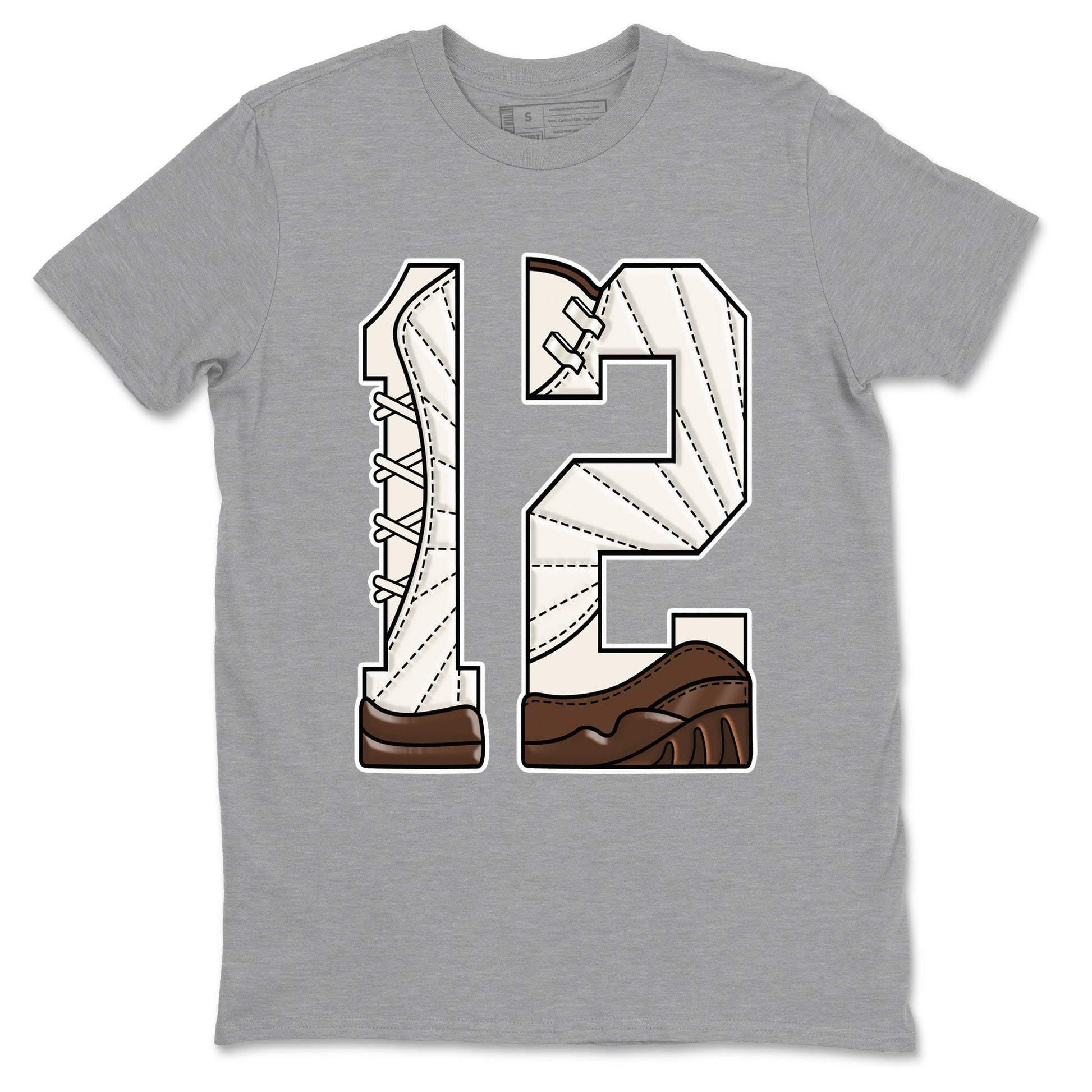 AJ12 Baroque Brown shirts to match jordans Number 12 best t shirts to wear with jordans SoleFly x Jordan 12 Baroque Brown match shoes to clothes SNRT Sneaker Tees unisex cotton Heather Grey 2 shirts