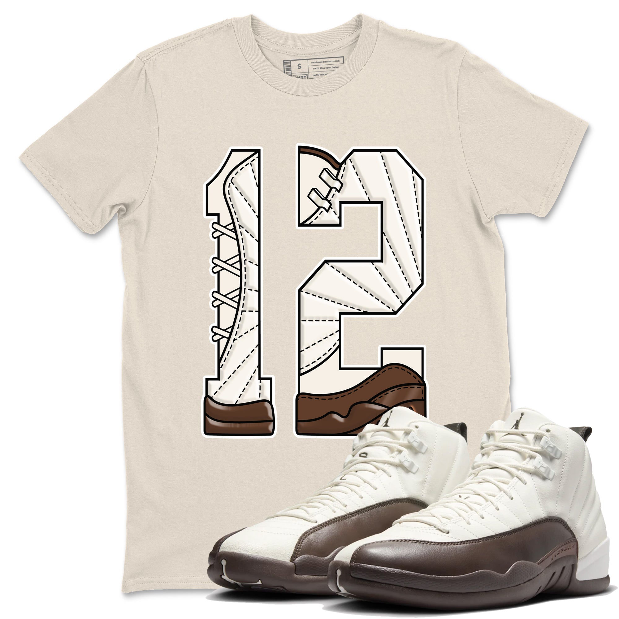 AJ12 Baroque Brown shirts to match jordans Number 12 best t shirts to wear with jordans SoleFly x Jordan 12 Baroque Brown match shoes to clothes SNRT Sneaker Tees unisex cotton Natural 1 shirts