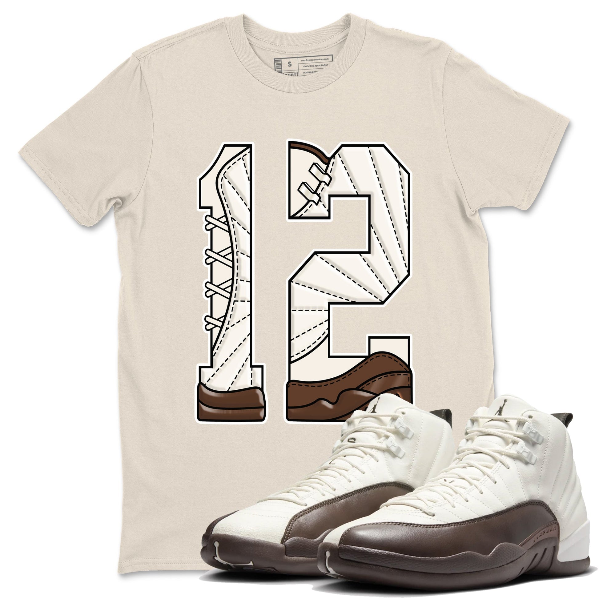 AJ12 Baroque Brown shirts to match jordans Number 12 best t shirts to wear with jordans SoleFly x Jordan 12 Baroque Brown match shoes to clothes SNRT Sneaker Tees unisex cotton Natural 1 shirts
