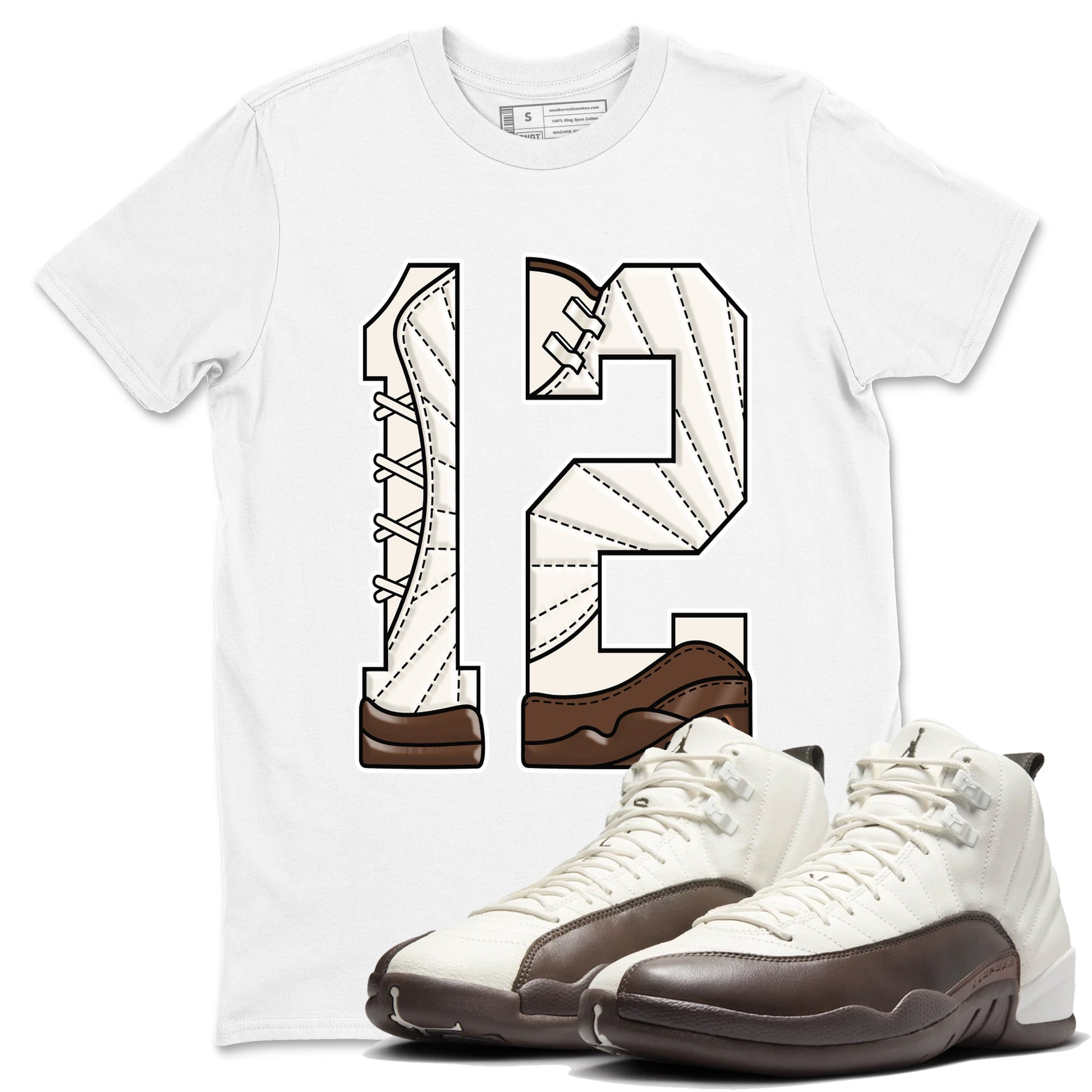 AJ12 Baroque Brown shirts to match jordans Number 12 best t shirts to wear with jordans SoleFly x Jordan 12 Baroque Brown match shoes to clothes SNRT Sneaker Tees unisex cotton White 1 shirts