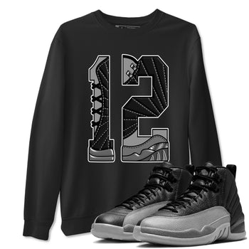 12s Black Wolf Grey shirts to match jordans Number 12 sneaker match tees Air Jordan 12 Black Wolf Grey SNRT Sneaker Release Tees unisex cotton Black 1 crew neck shirts
