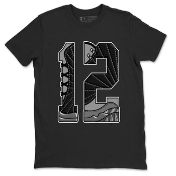 12s Black Wolf Grey shirts to match jordans Number 12 sneaker match tees Air Jordan 12 Black Wolf Grey SNRT Sneaker Release Tees unisex cotton Black 2 crew neck shirts