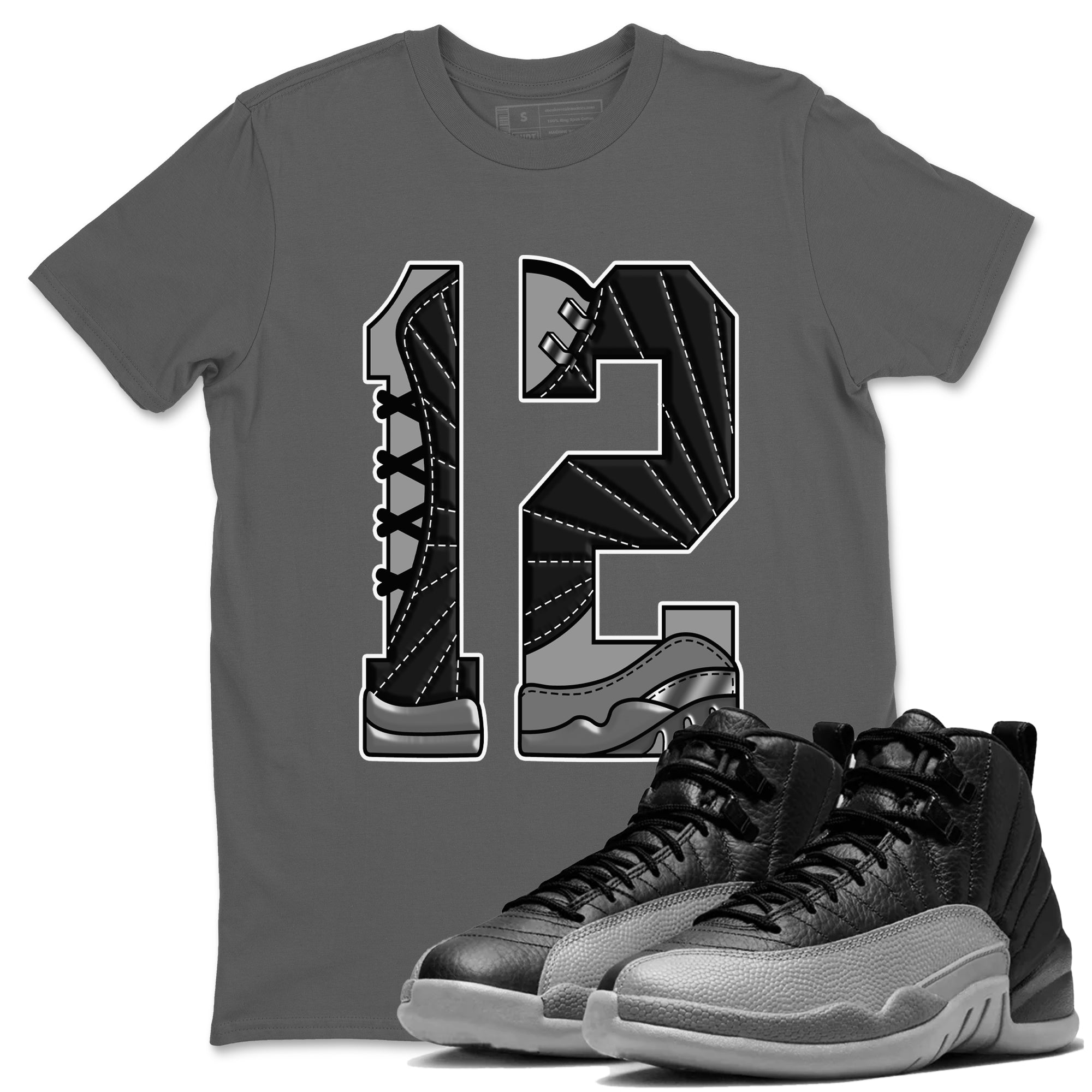 Snrt Sneaker Tee Air Jordan 12 Black Wolf Grey Number 12 Unisex Shirt Snrt Sneaker Tees T Shirt Black L