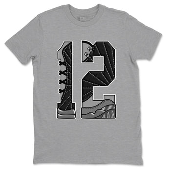 12s Black Wolf Grey shirts to match jordans Number 12 sneaker match tees Air Jordan 12 Black Wolf Grey SNRT Sneaker Release Tees unisex cotton Heather Grey 2 crew neck shirts