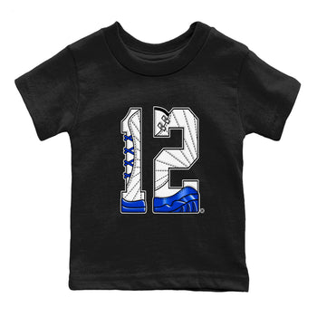 AJ12 Blueberry shirts to match jordans Number 12 sneaker match tees Air Jordan 12 Blueberry SNRT Sneaker Tees streetwear brand Baby and Youth Black 2 cotton tee