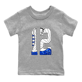 AJ12 Blueberry shirts to match jordans Number 12 sneaker match tees Air Jordan 12 Blueberry SNRT Sneaker Tees streetwear brand Baby and Youth Heather Grey 2 cotton tee