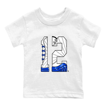 AJ12 Blueberry shirts to match jordans Number 12 sneaker match tees Air Jordan 12 Blueberry SNRT Sneaker Tees streetwear brand Baby and Youth White 2 cotton tee