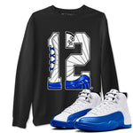 AJ12 Blueberry shirts to match jordans Number 12 sneaker match tees Air Jordan 12 Blueberry SNRT Sneaker Tees streetwear brand Black 1 unisex cotton tee