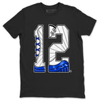 AJ12 Blueberry shirts to match jordans Number 12 sneaker match tees Air Jordan 12 Blueberry SNRT Sneaker Tees streetwear brand Black 2 unisex cotton tee