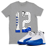 AJ12 Blueberry shirts to match jordans Number 12 sneaker match tees Air Jordan 12 Blueberry SNRT Sneaker Tees streetwear brand Heather Grey 1 unisex cotton tee