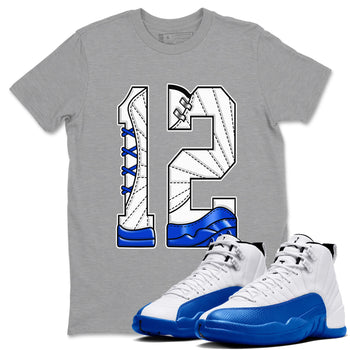 AJ12 Blueberry shirts to match jordans Number 12 sneaker match tees Air Jordan 12 Blueberry SNRT Sneaker Tees streetwear brand Heather Grey 1 unisex cotton tee