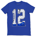 AJ12 Blueberry shirts to match jordans Number 12 sneaker match tees Air Jordan 12 Blueberry SNRT Sneaker Tees streetwear brand Royal Blue 2 unisex cotton tee