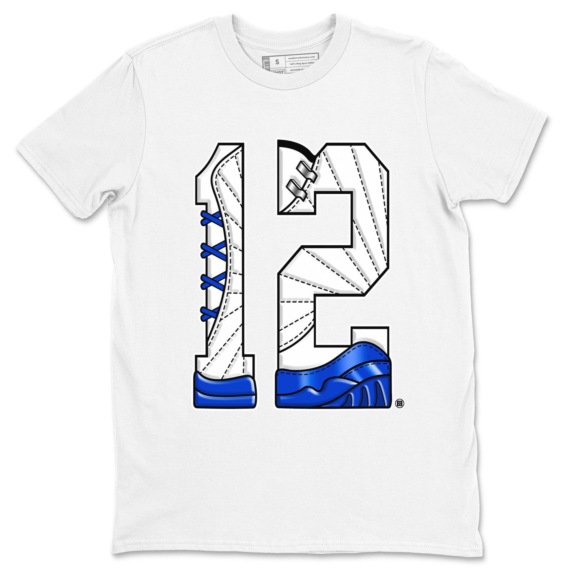 AJ12 Blueberry shirts to match jordans Number 12 sneaker match tees Air Jordan 12 Blueberry SNRT Sneaker Tees streetwear brand White 2 unisex cotton tee