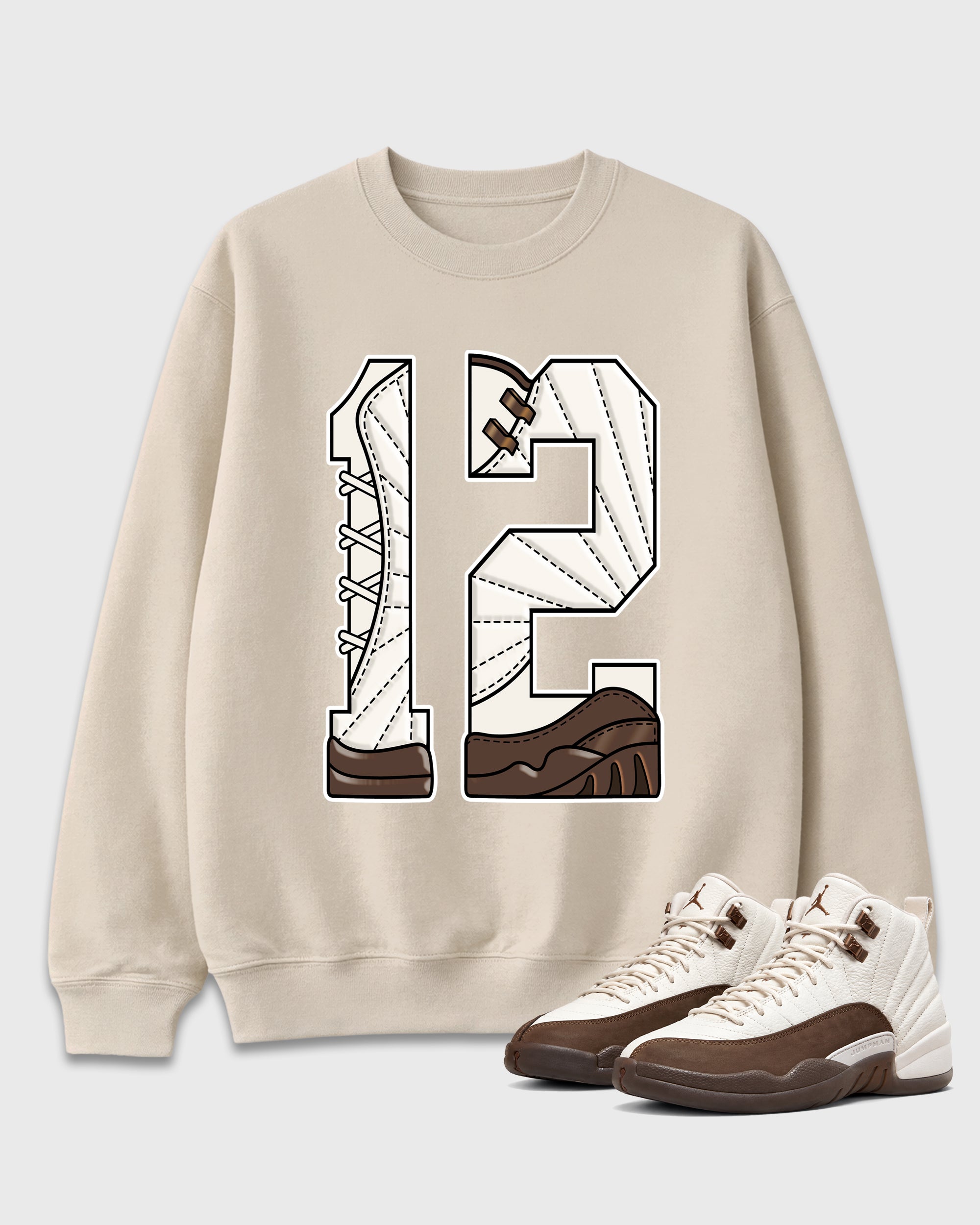 Number 12 Graphic T-Shirt featuring original streetwear artwork designed to match the Air Jordan 12 Fireside. Natural 1 Graphic Tee.