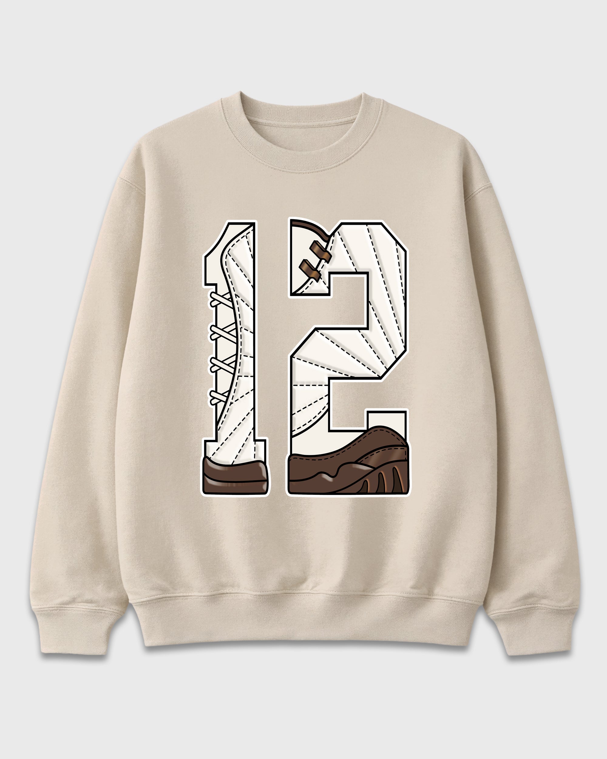 Number 12 Graphic T-Shirt featuring original streetwear artwork designed to match the Air Jordan 12 Fireside. Natural 2 Graphic Tee.