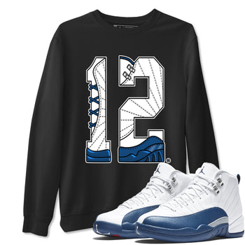 Number 12 sneaker match t-shirt styled to complete your fit with the Air Jordan 12 French Blue sneakers, graphic shirts in Black 1.
