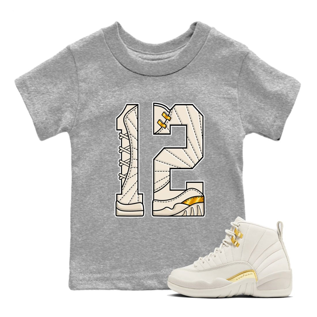 12s Phantom shirts to match jordans Number 12 sneaker match tees Air Jordan 12 WMNS Phantom match shoes to clothes SNRT Sneaker Tees Youth Baby Heather Grey 1 tee