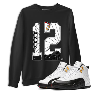 12s Taxi Sneaker match tees – Sneaker Tees To Match Air Jordan 12 Taxi Shoes – Number 12 Tee Black 1