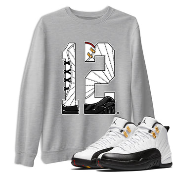 12s Taxi Sneaker match tees – Sneaker Tees To Match Air Jordan 12 Taxi Shoes – Number 12 Tee Heather Grey 1