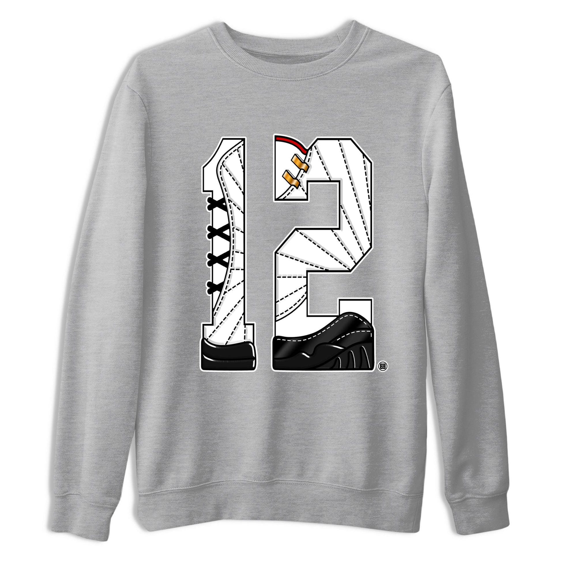 12s Taxi Sneaker match tees – Sneaker Tees To Match Air Jordan 12 Taxi Shoes – Number 12 Tee Heather Grey 2