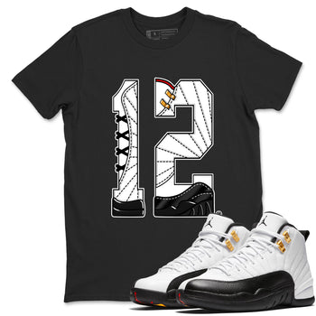 12s Taxi Sneaker match tees – Sneaker Tees To Match Air Jordan 12 Taxi Shoes – Number 12 Tee Black 1