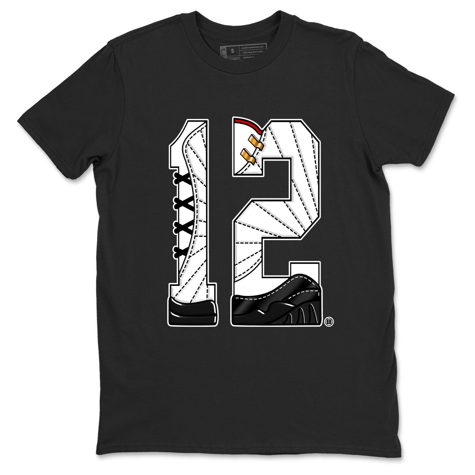 12s Taxi Sneaker match tees – Sneaker Tees To Match Air Jordan 12 Taxi Shoes – Number 12 Tee Black 2