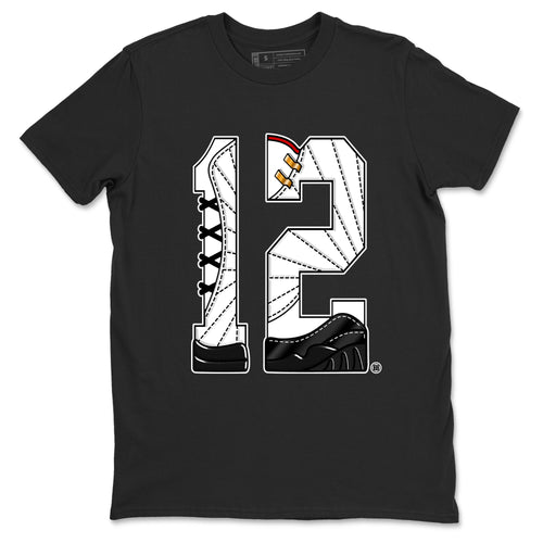 12s Taxi Sneaker match tees – Sneaker Tees To Match Air Jordan 12 Taxi Shoes – Number 12 Tee Black 2