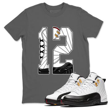 12s Taxi Sneaker match tees – Sneaker Tees To Match Air Jordan 12 Taxi Shoes – Number 12 Tee Cool Grey 1