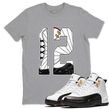 12s Taxi Sneaker match tees – Sneaker Tees To Match Air Jordan 12 Taxi Shoes – Number 12 Tee Heather Grey 1