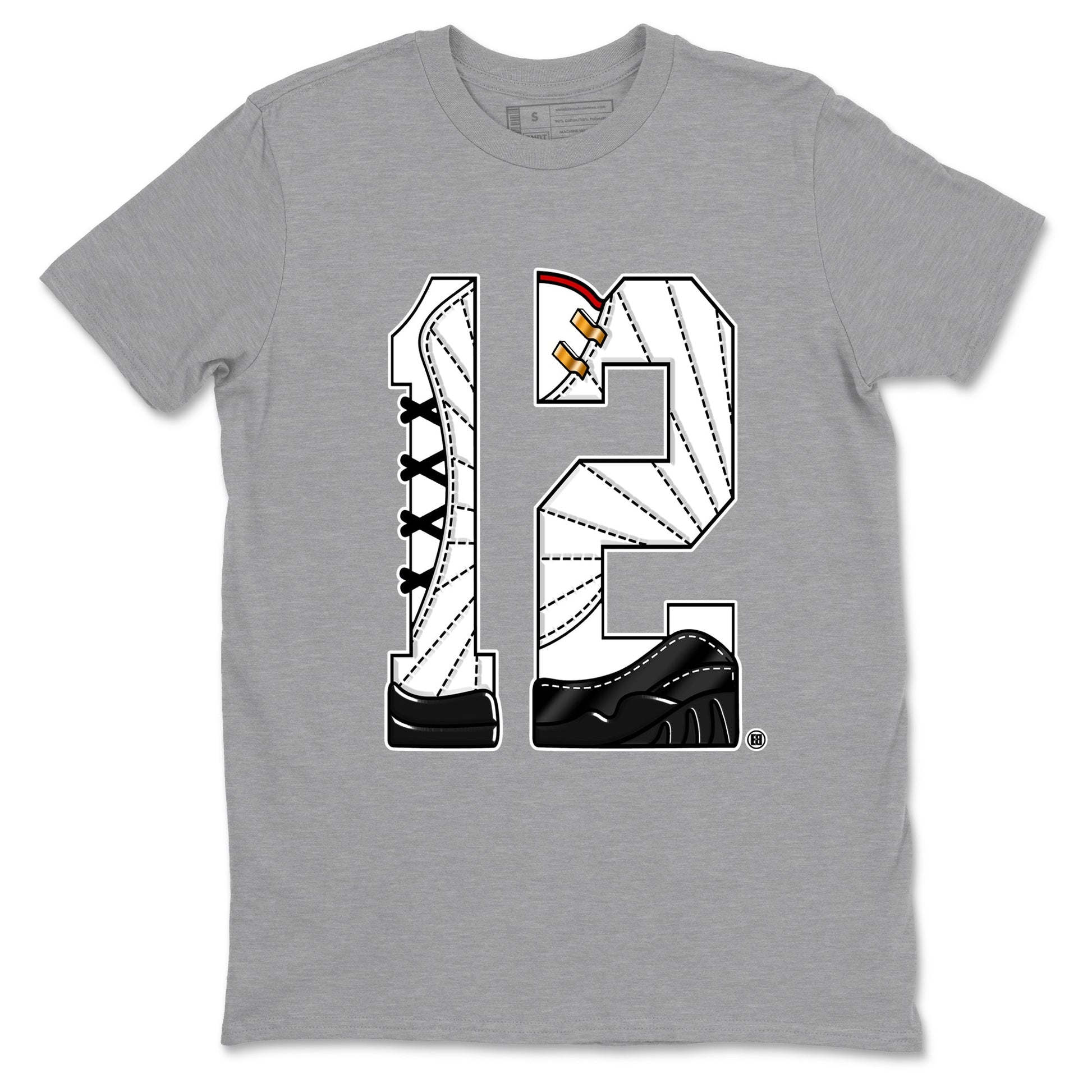 12s Taxi Sneaker match tees – Sneaker Tees To Match Air Jordan 12 Taxi Shoes – Number 12 Tee Heather Grey 2